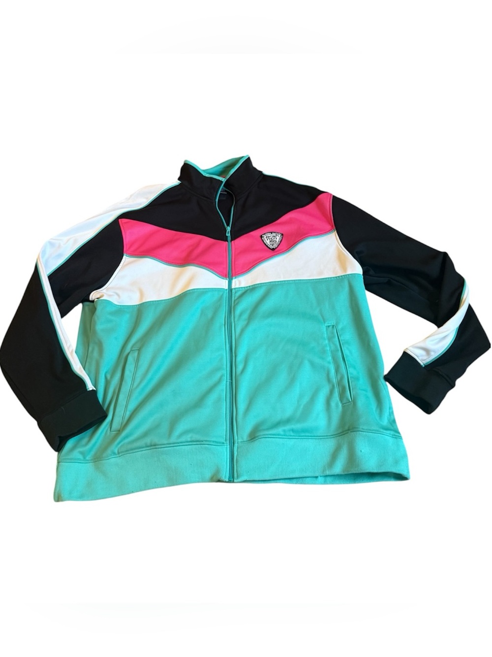 Parish Nation 4X Colorblock Track Jacket Full Zip Sweatshirt Teal Streetwear Y2K